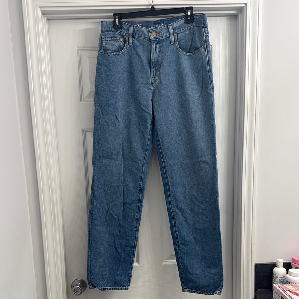 J. Crew Blue Mid-Rise Slouchy Straight Jeans Classic Style Size 27